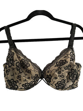 Maison Lejaby Black Nude Lace Embroidered Sheer Underwire Bra - 34E